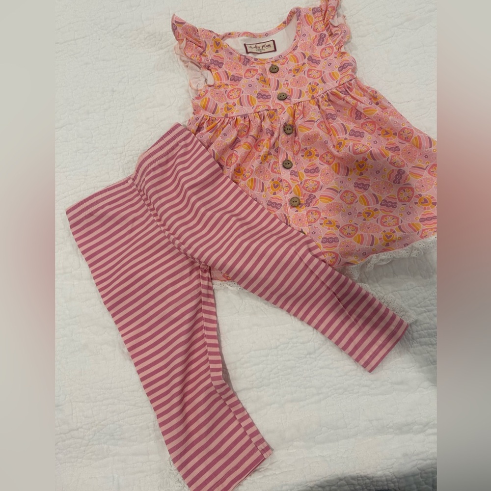Cheeky Plum Pink and Orange Easter Egg Kids Matching Set